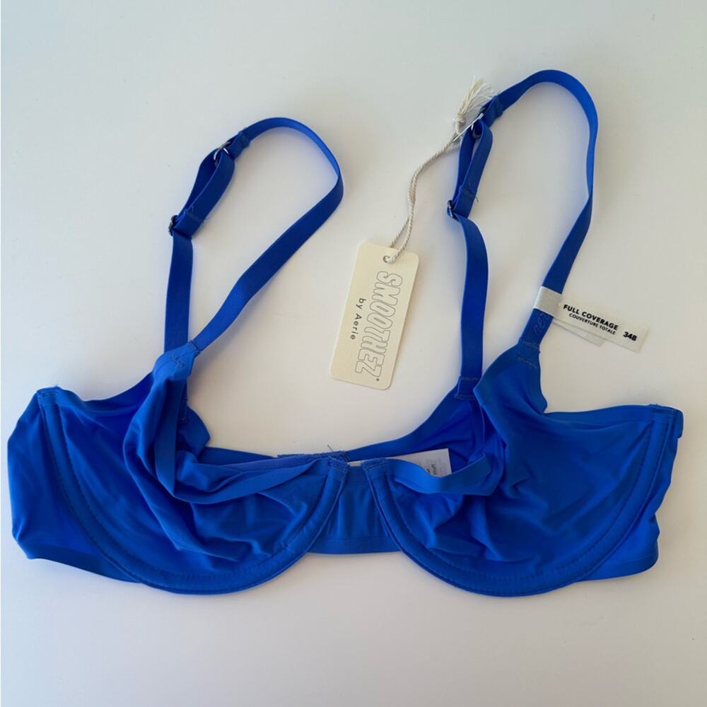 NWT Aerie American Eagle Smoothez Full Coverage Unlined Bra Blue Size 34B